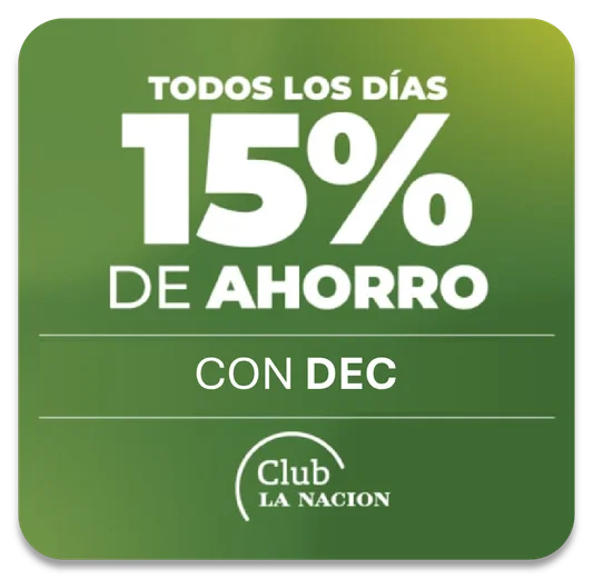 15% Club LA NACION · CON DEC · TODOS LOS DÍAS. TOPE $500 SEMANAL Y $2.000 MENSUAL