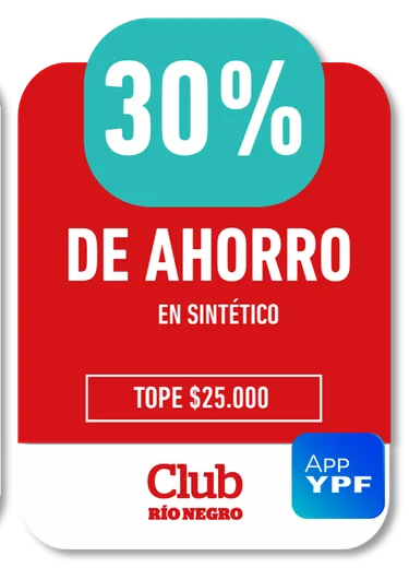 30% Club Río Negro · DE AHORRO EN SINTÉTICO · TOPE $25.000